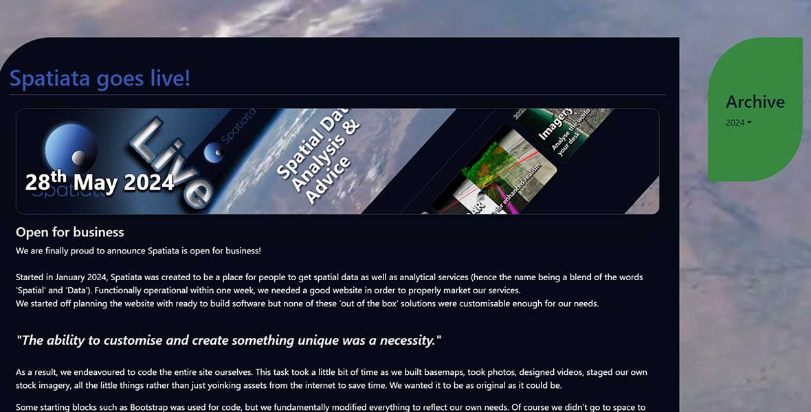 Spatiata website Live blog