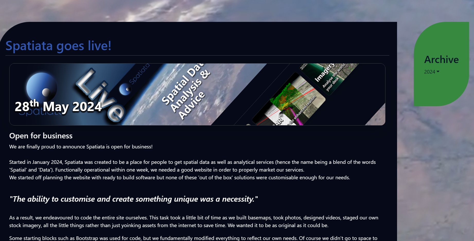 Screenshot of Spatiata's First Blog